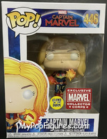 Captain Marvel (Flying) (Unmasked) (Glows in the Dark) from Captain Marvel - Pop! Vinyl Figures manufactured by Funko [Front]