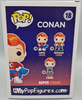 Conan O'Brien (Super Conan) from Conan O'Brien - Pop! Vinyl Figures manufactured by Funko [Back]