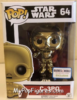 C-3PO (Red Arm) (Chrome) from Star Wars - Force Awakens - Pop! Vinyl Figures manufactured by Funko [Front]