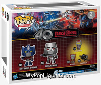 Optimus Prime / Megatron (Metallic) from Transformers - 40 Years Pop! manufactured by Funko [Back]